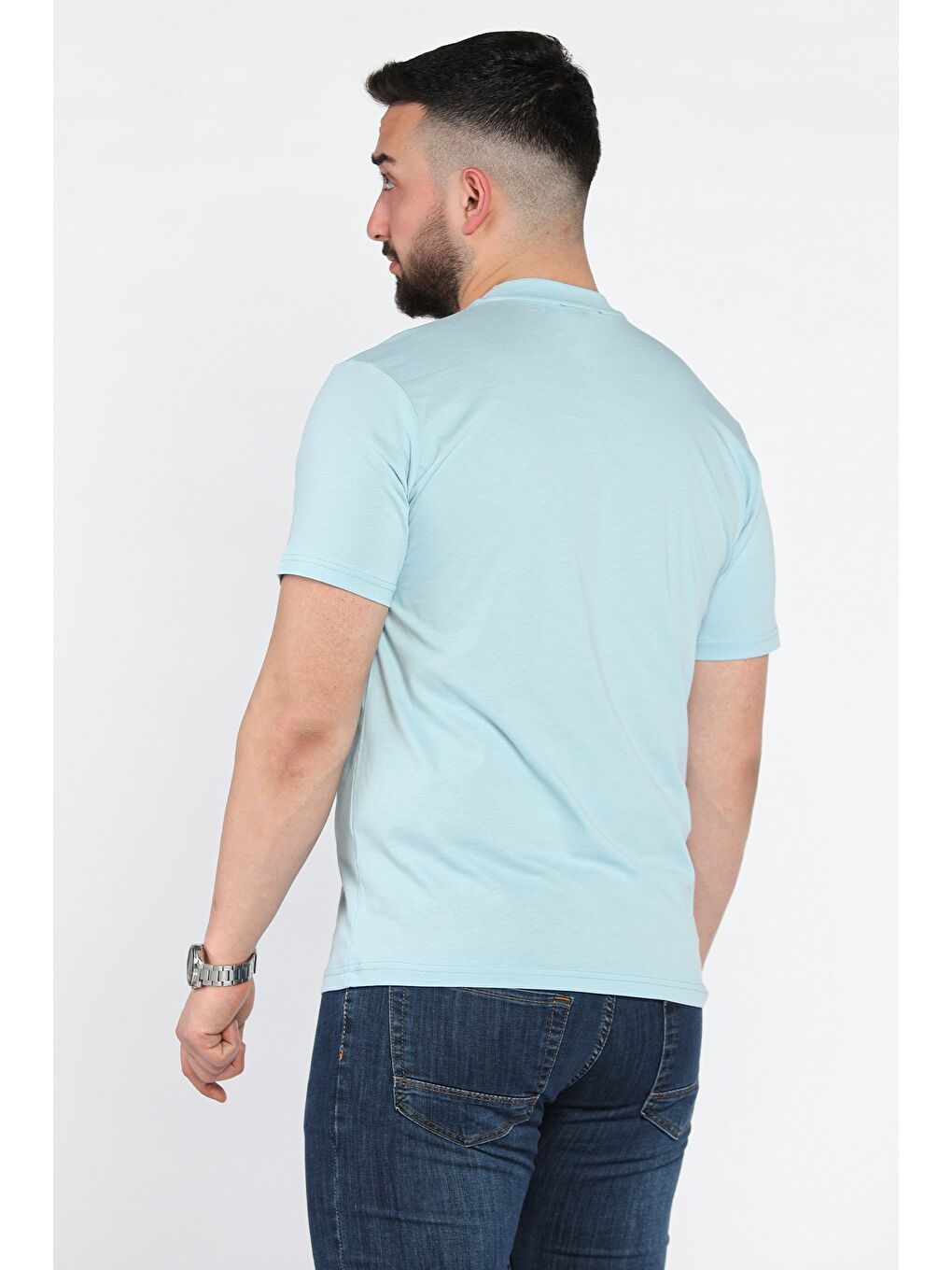 Yeşil Erkek Silikon Kabartma Yazı Baskılı Bisiklet Yaka Tişört-2