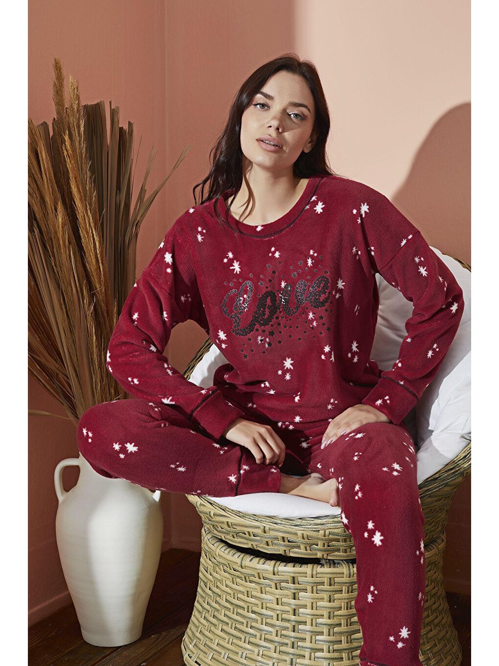 Bordo Ultrasoft Pijama Takim 8890 -5