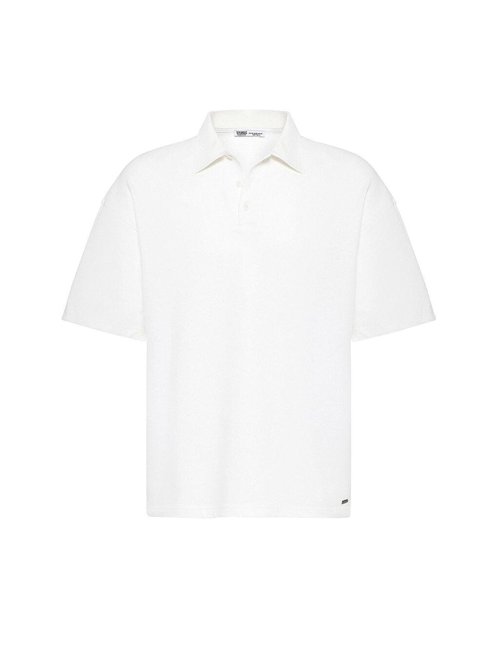 Basic Polo Yaka Oversize Tişört Ekru-1