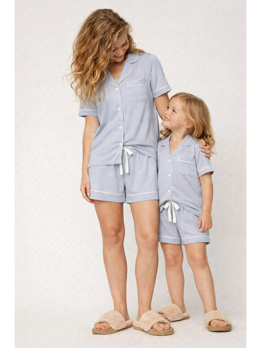 Kadın Mediterranean Cepli Şortlu Pijama Takımı Mavi-1