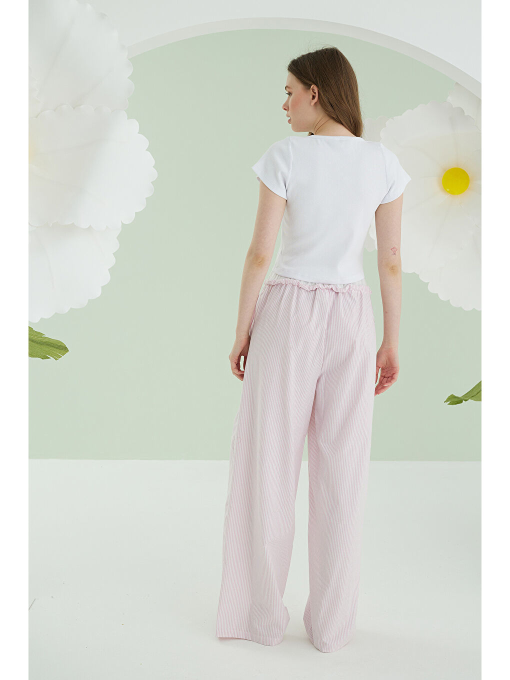 Pembe Crop Pijama Takım-2