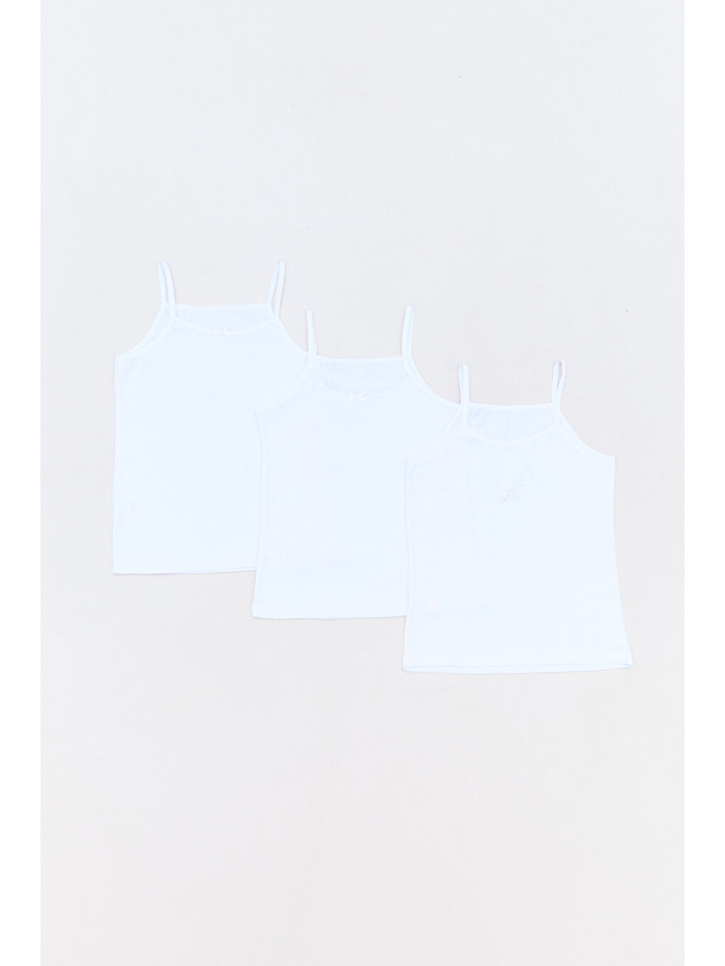 Beyaz Balerin Baskılı 3 Lü Kız Çocuk Atlet