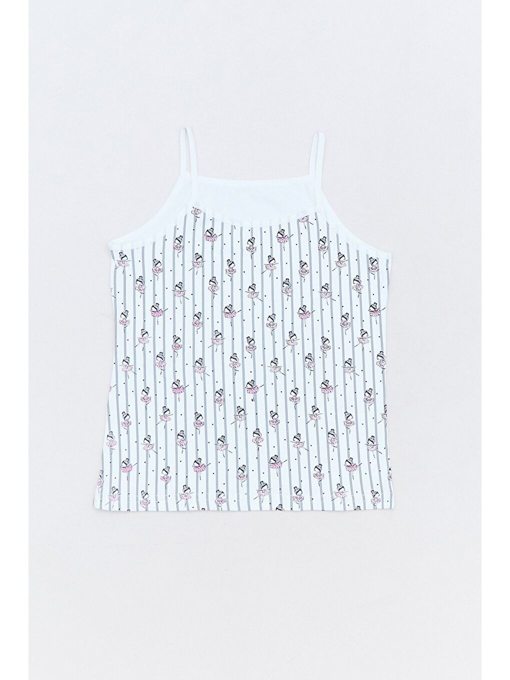 Ekru Balerin Baskılı 3 Lü Kız Çocuk Atlet-3