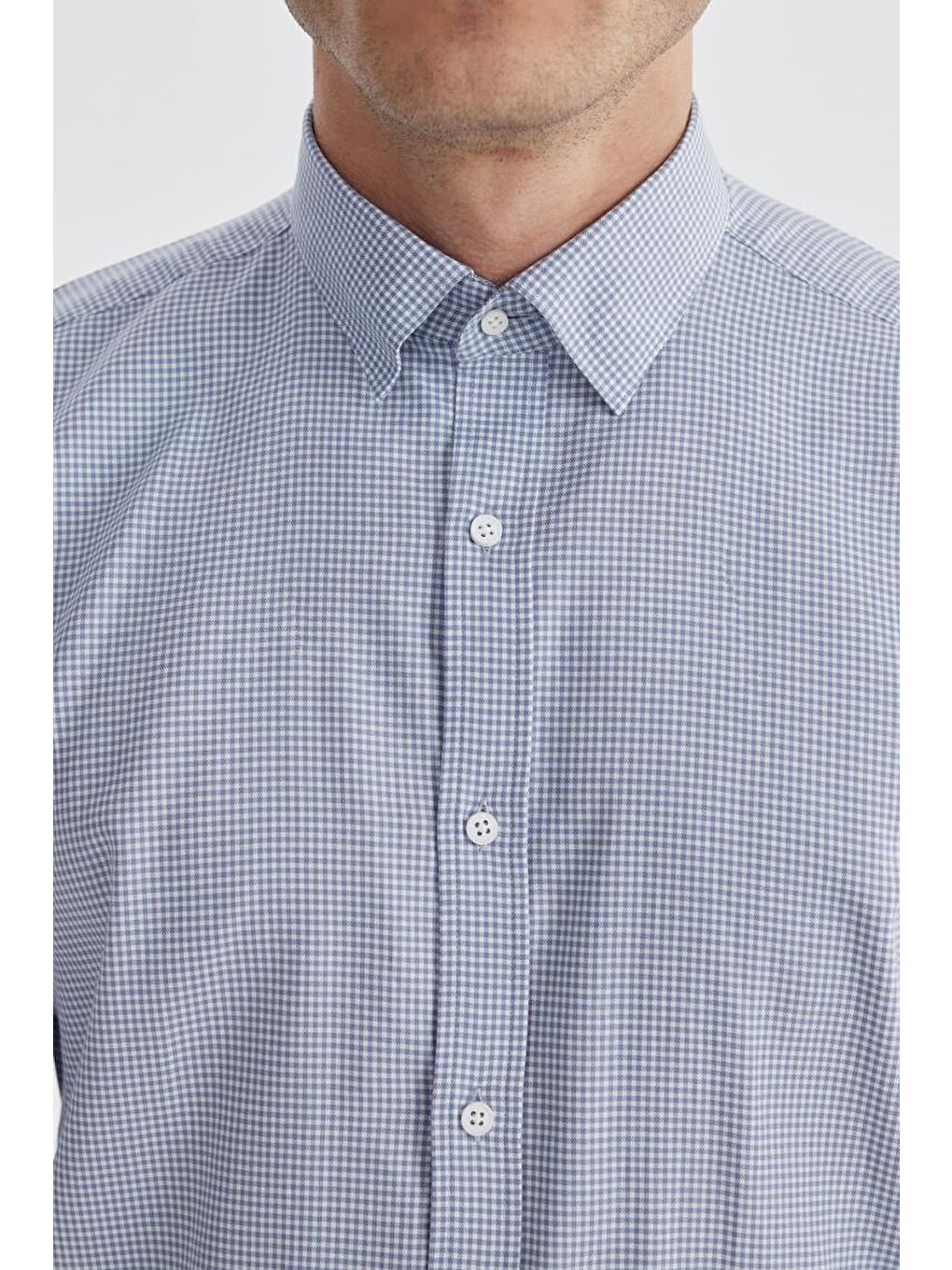 Lacivert Comfort Fit %100 Pamuk Piti Kare Gömlek-2