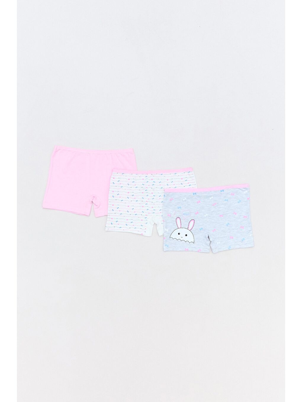 Gri Tavşan Baskılı 3 Lü Kız Çocuk Boxer