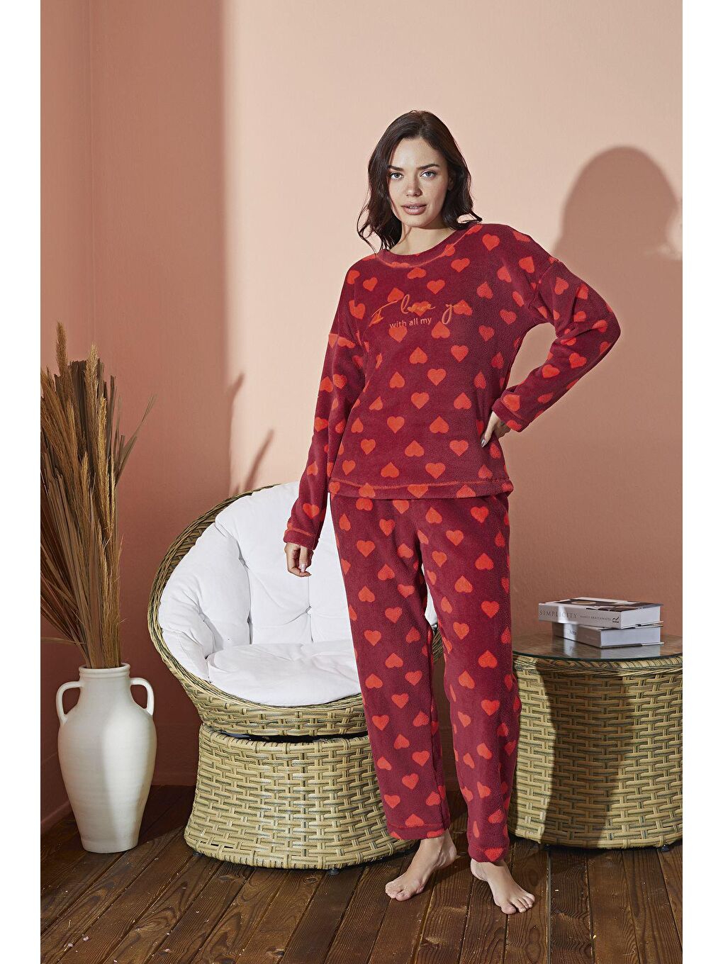 ELİTOL Bordo Ultrasoft Pijama Takim 8891 -4 - 1