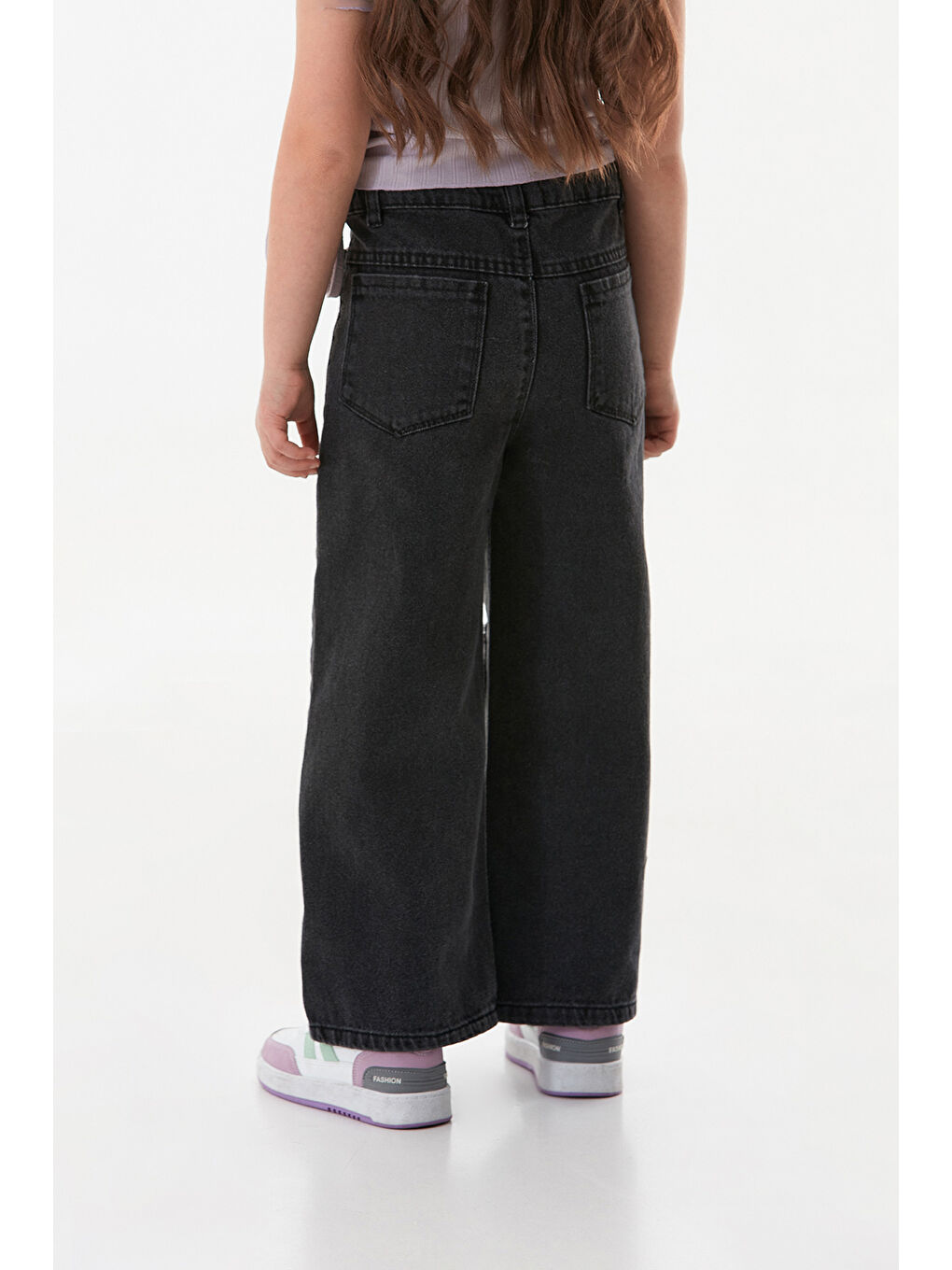 Siyah Nakışlı Fiyonk Detaylı Kız Çocuk Jean-2