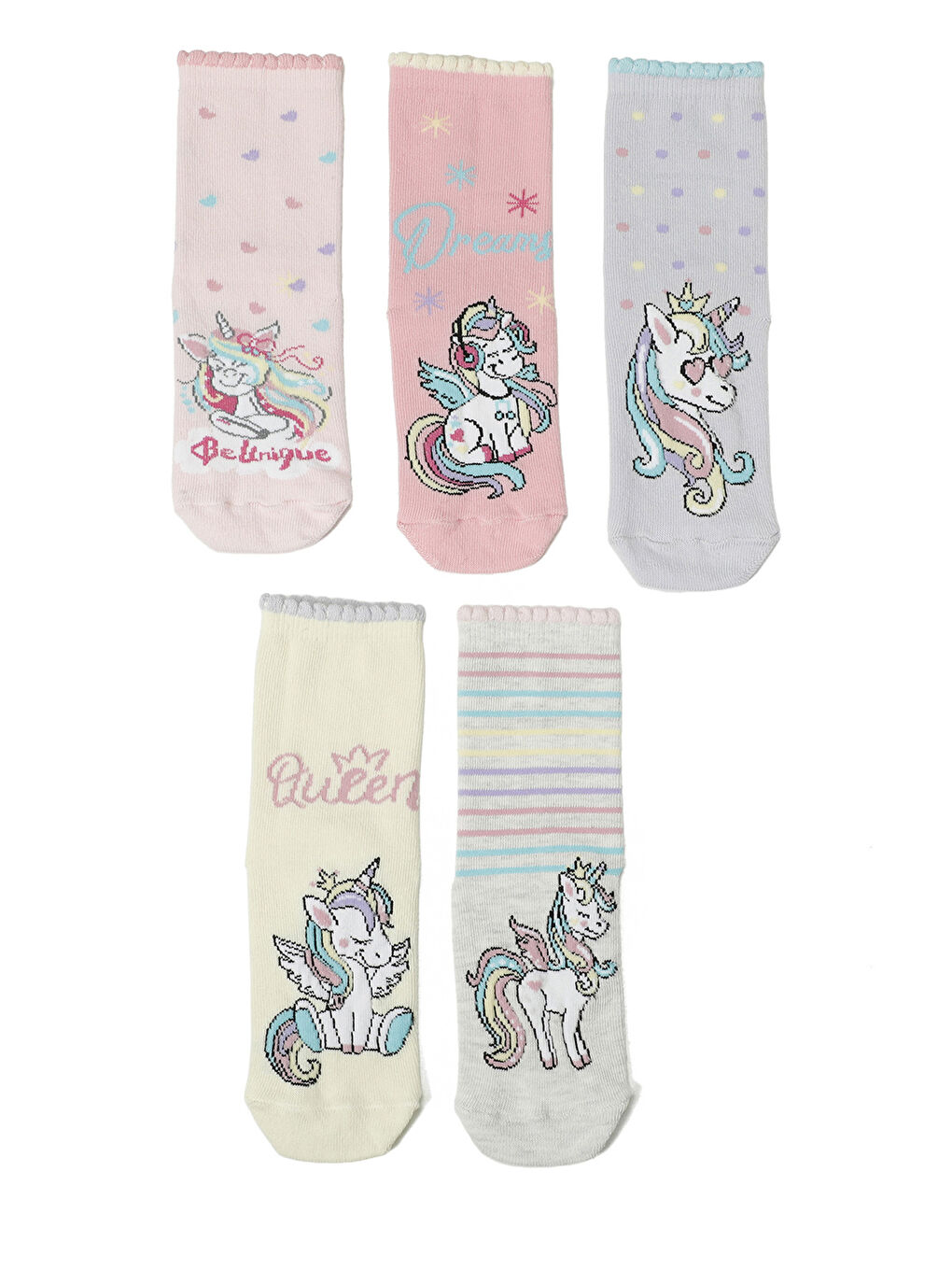 UNIQUE 5 LI SKT-G 5PR Pembe Kız Çocuk Soket Çorap