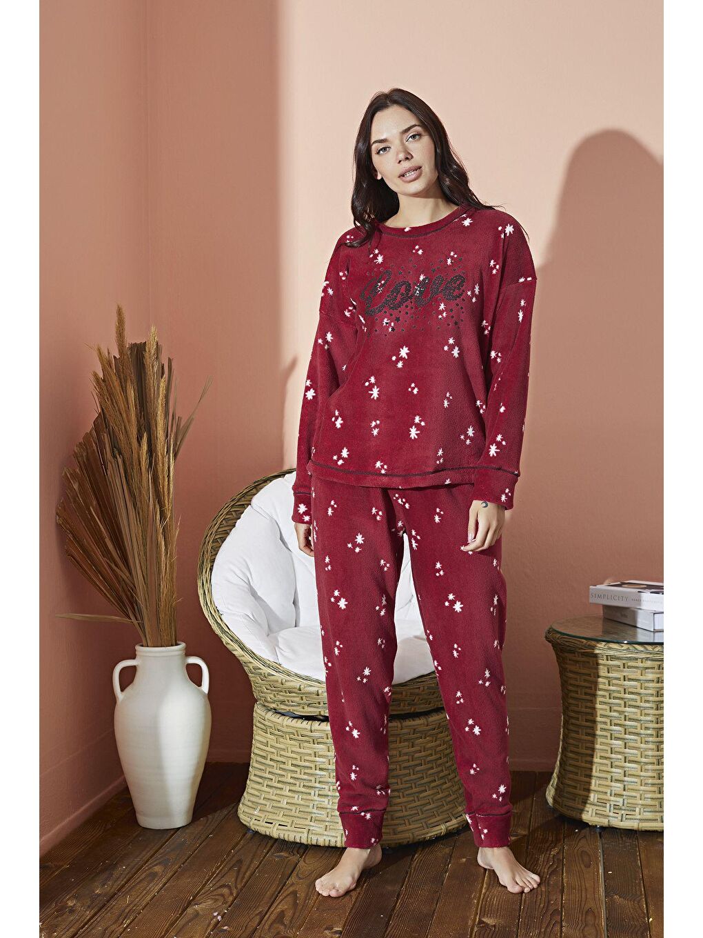 Bordo Ultrasoft Pijama Takim 8890 -5-1