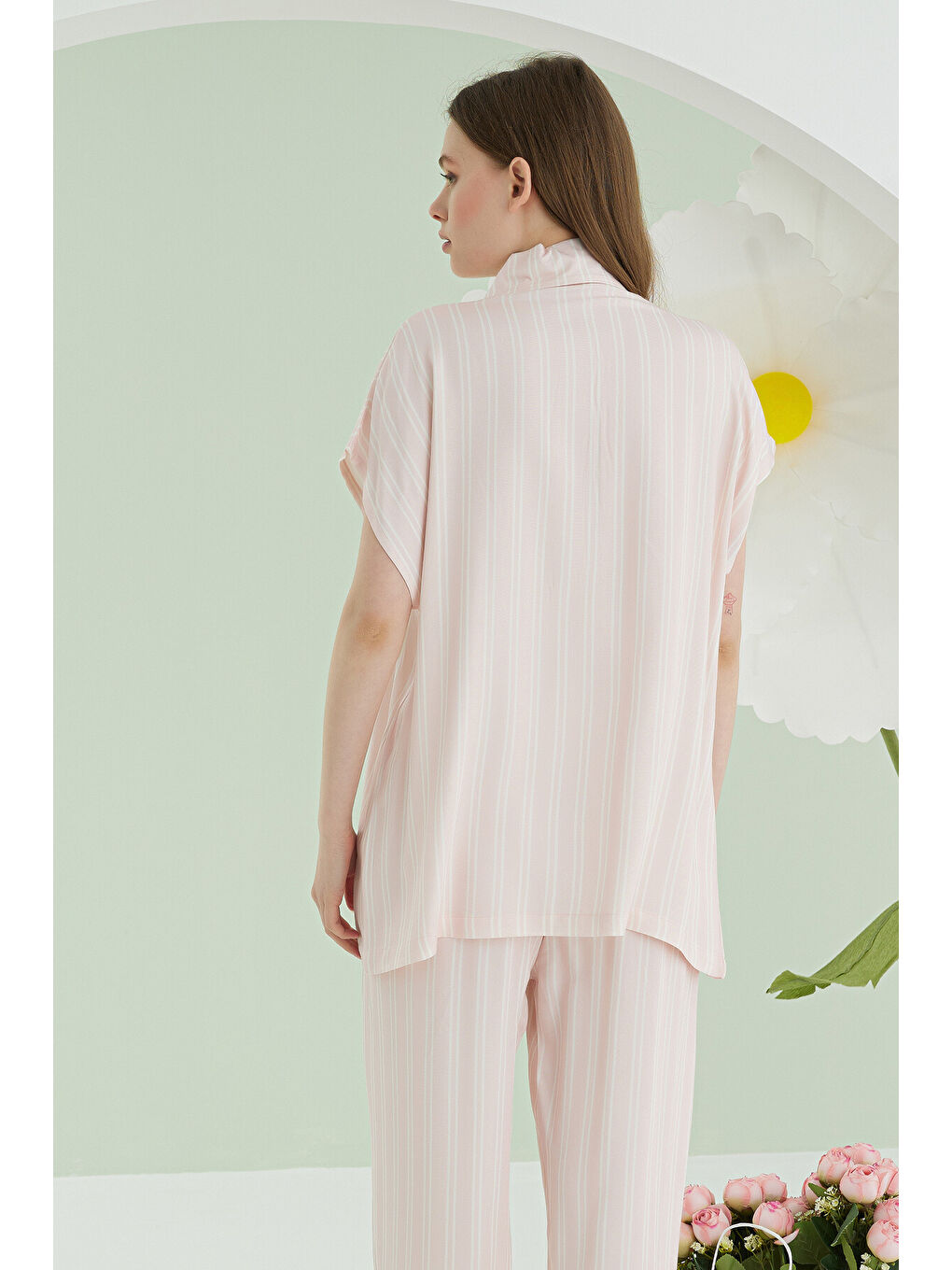 Pembe Karpuz Desenli Önden Düğmeli Pijama Takım-3