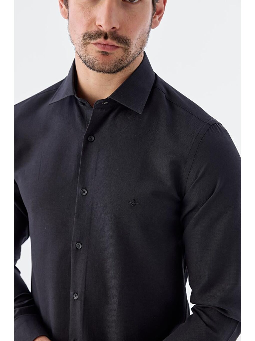 Siyah Comfort Fit Pamuklu Kolay Ütülenebilir Gömlek-2