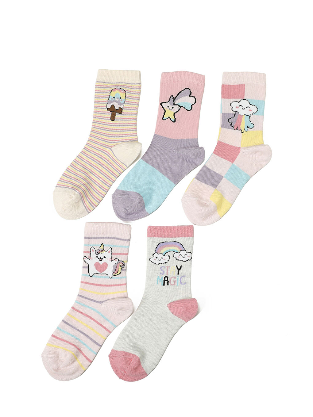CATY 5 LI SKT-G 5PR Pembe Kız Çocuk Soket Çorap
