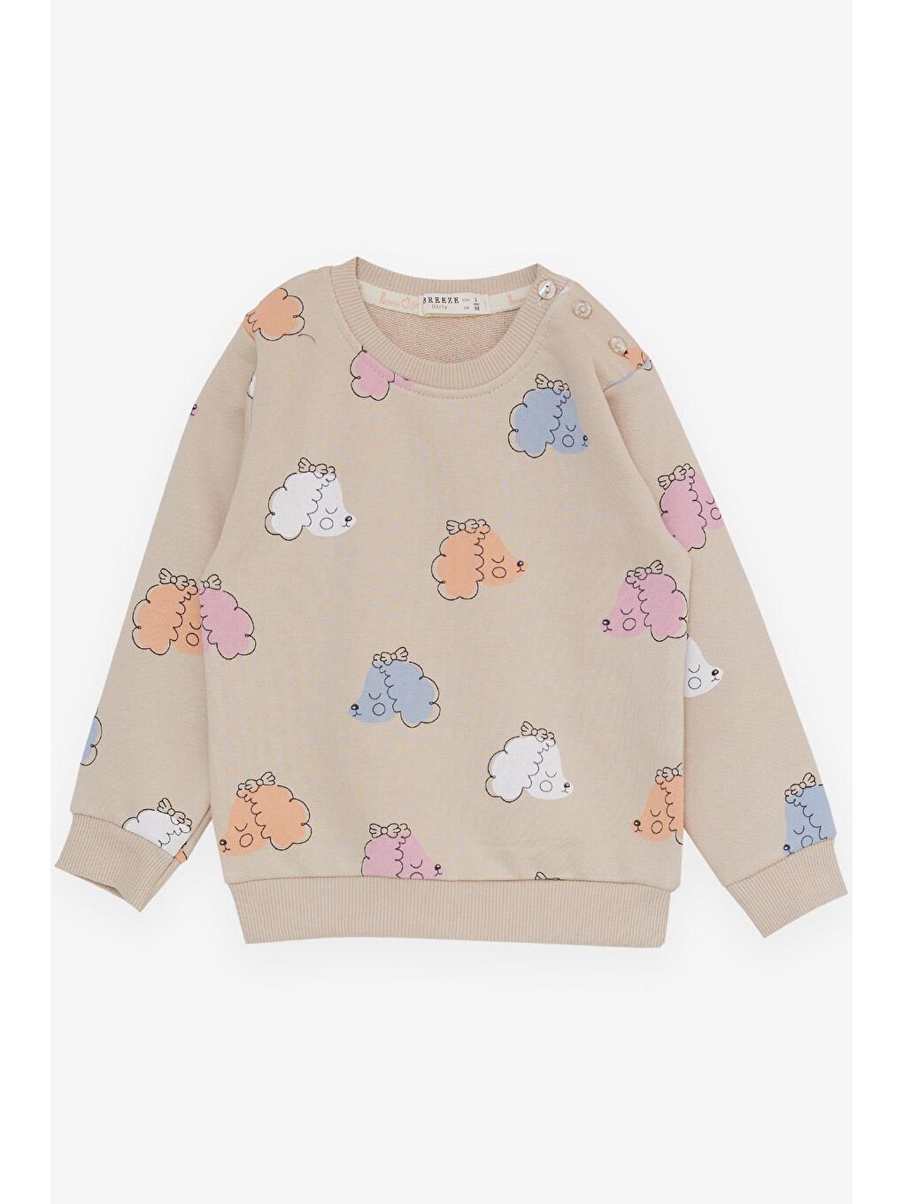 Kız Çocuk Eşofman Takım Renkli Uykucu Kuzucuk Desenli Bej (1.5-5 Yaş)-2