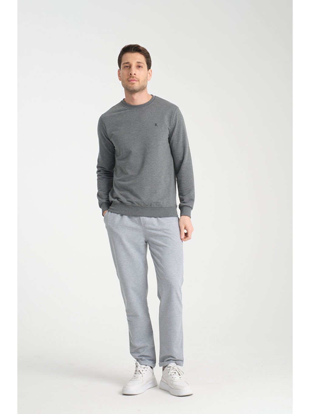 Antrasit Erkek Uzun Kol Bisiklet Yaka Sweatshirt 3206