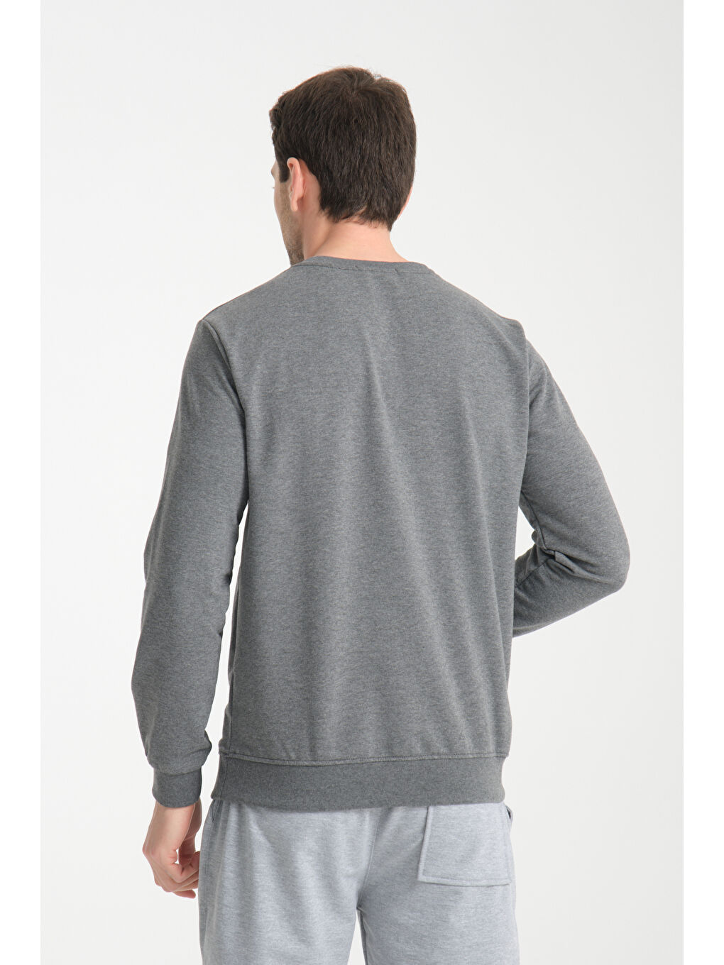 Antrasit Erkek Uzun Kol Bisiklet Yaka Sweatshirt 3206-4