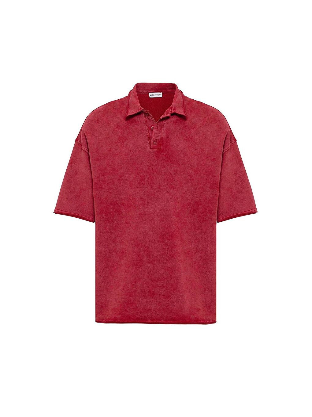 Polo Yaka Yıkamalı Oversize Tişört Bordo-1