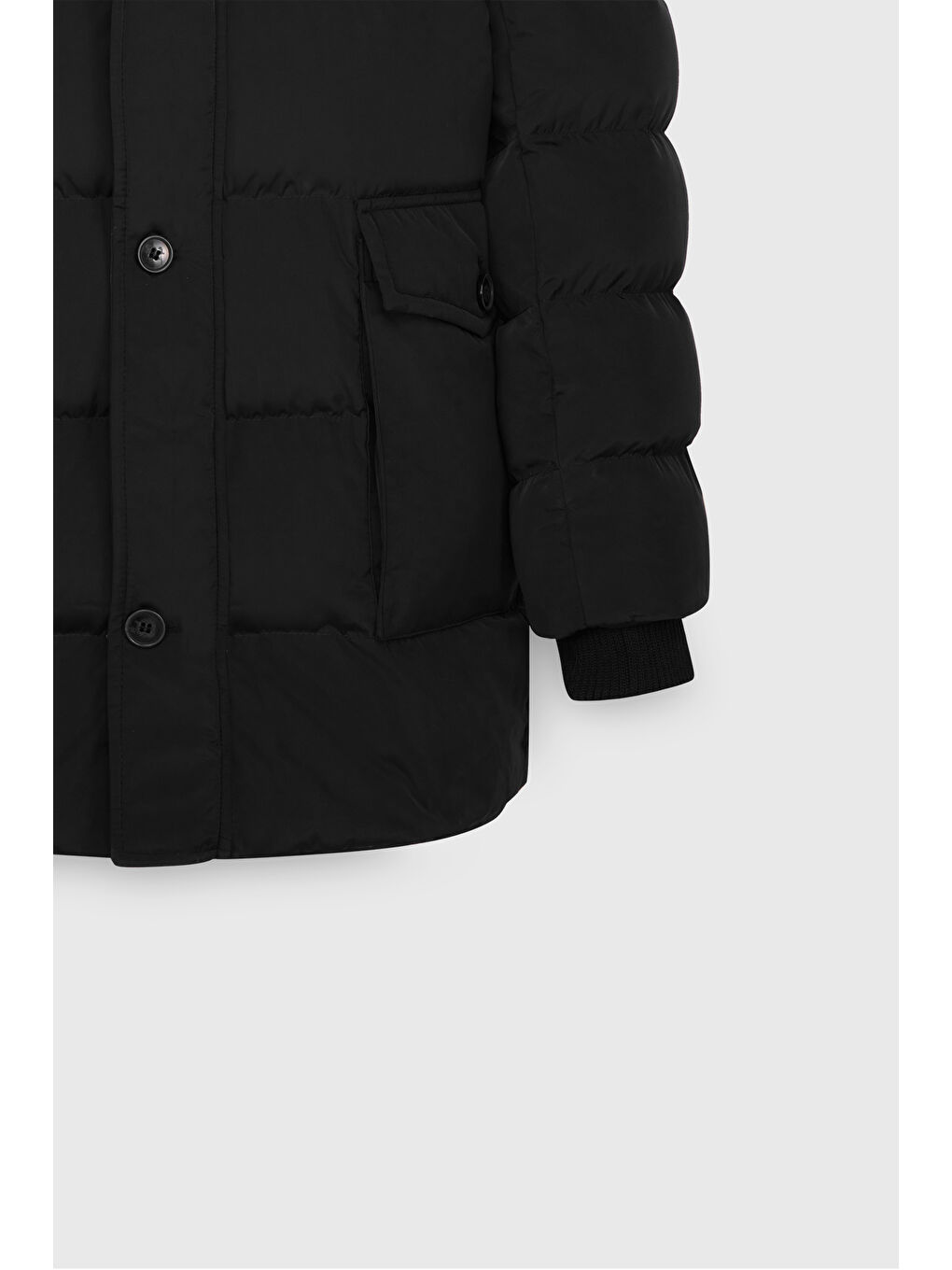 Erkek Siyah Standart Fit Soğuk Geçirmez Casual Mont-10