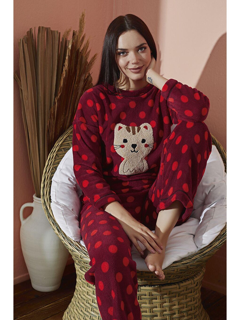 ELİTOL Bordo Ultrasoft Pijama Takim 8897 -1