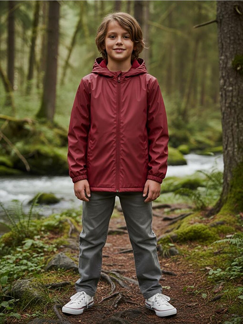 Bordo Boys İçi Polarlı Basic 10-13 Yaş Yağmurluk-2
