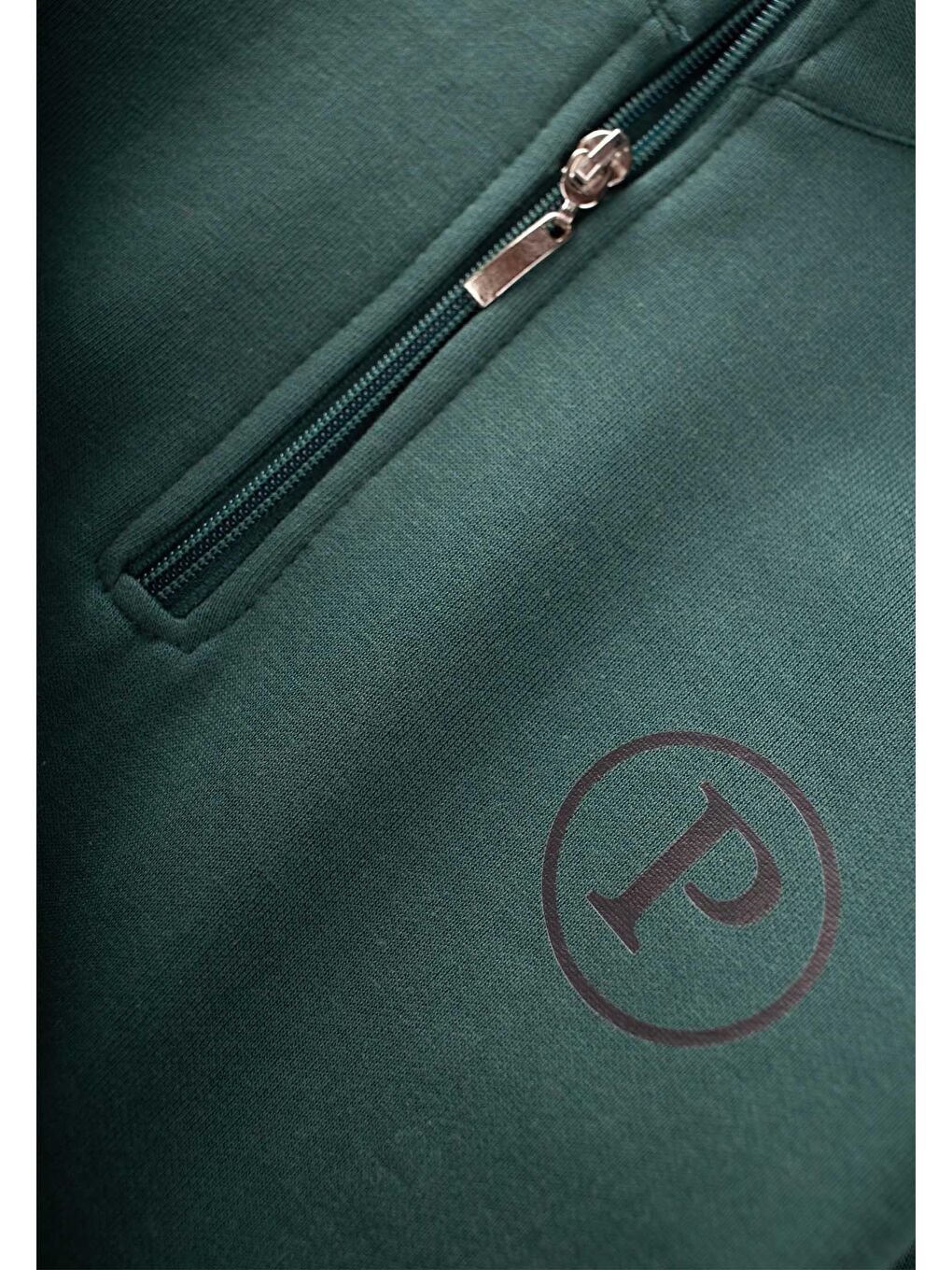 Fermuarlı Baskılı Sweatshirt Takım 3-10 Yaş Haki Yeşil-2