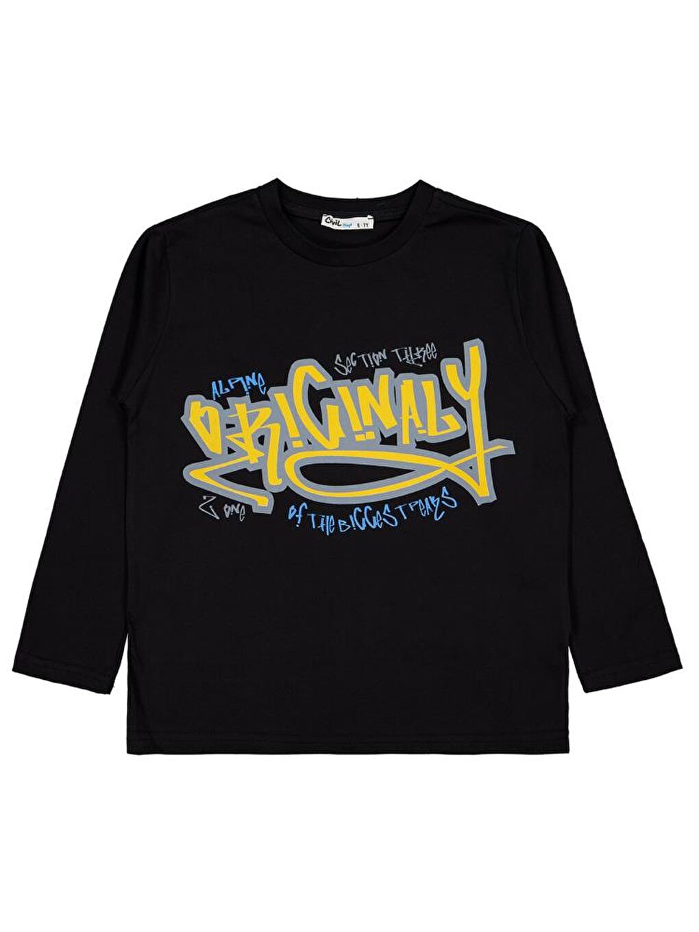 Siyah Boys Original Baskılı 6-9 Yaş Sweatshirt-1