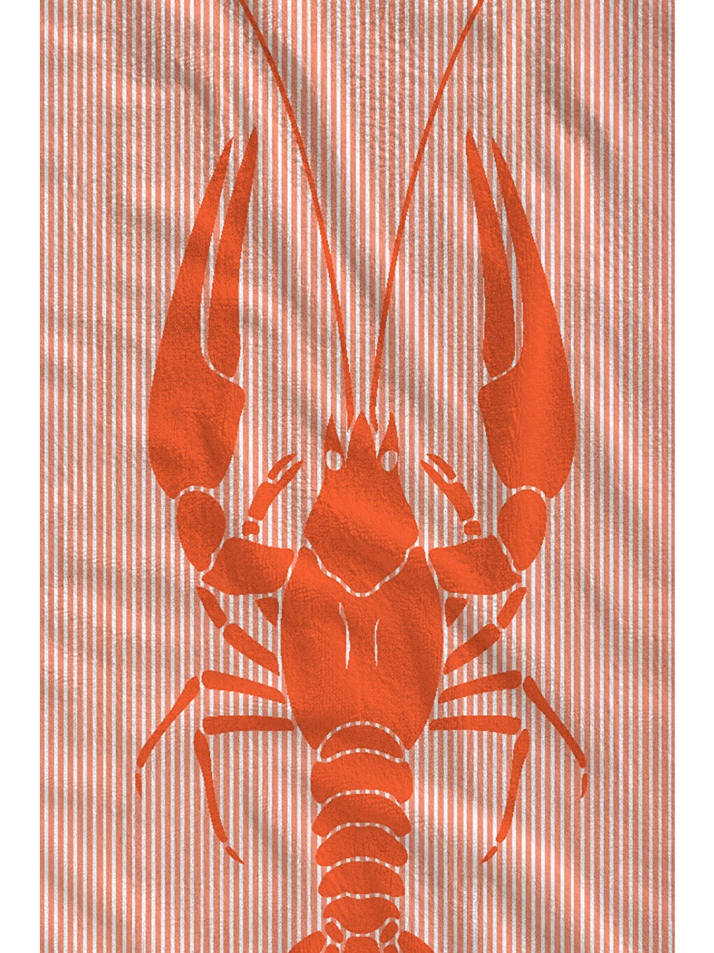 Milbay Grup Şeftali Çizgili Turuncu Istakoz Desenli 70x150 Cm Dijital Plaj Ve Banyo Havlusu-20013-1