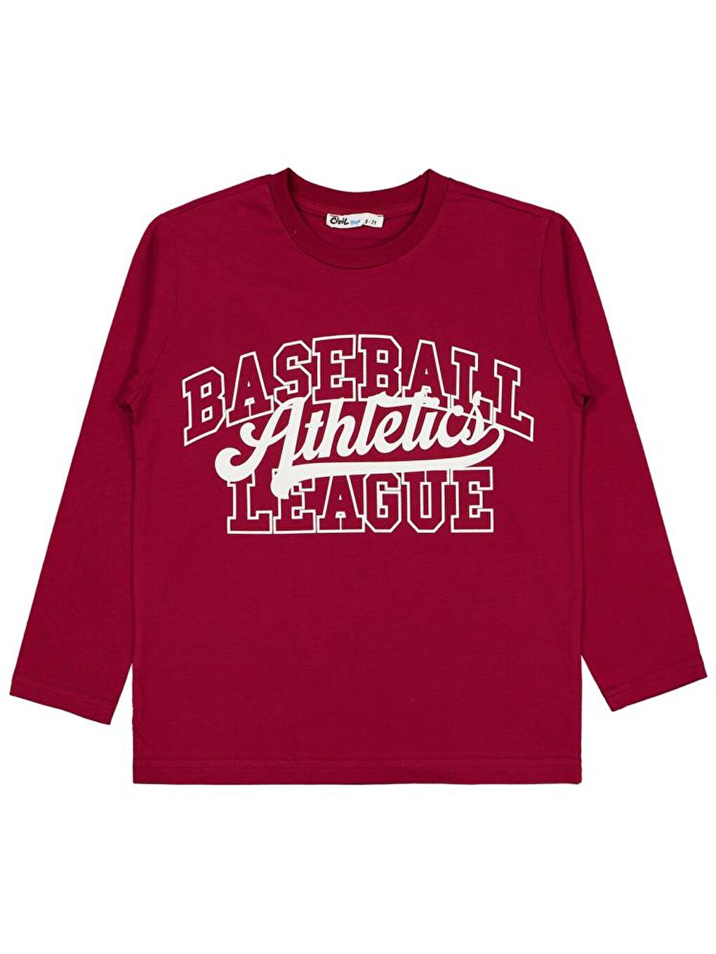 Bordo Boys Basebal Atletics Baskılı 6-9 Yaş Sweatshirt-1