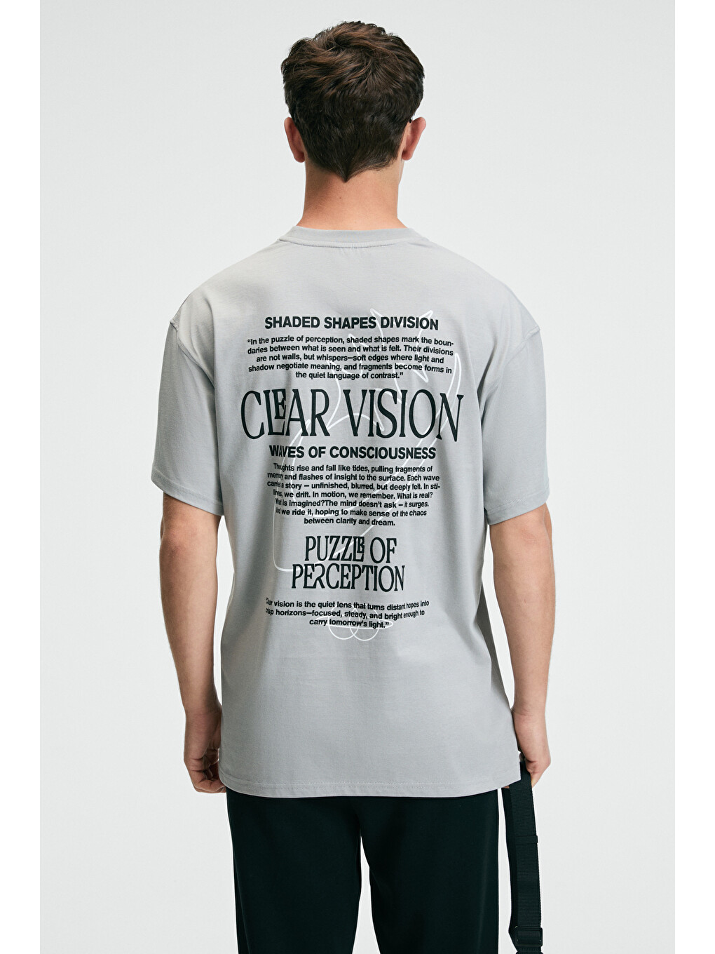 Feast Erkek %100 Pamuk Oversize Fit Baskılı Kısa Kollu Yuvarlak Yakalı Açık Gri T-shirt-4