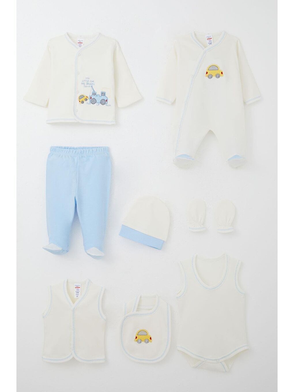 Erkek Bebek Hastane Çıkışı 8 Li Sevimli Minik Oto Kurtarıcı Beyaz (0-3 Ay)