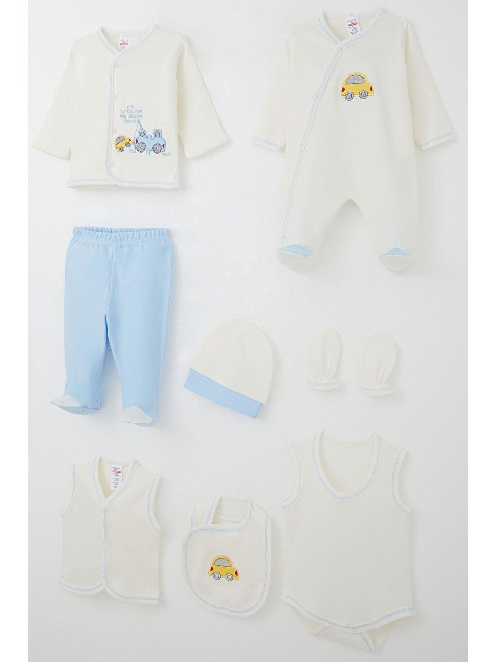 Erkek Bebek Hastane Çıkışı 8 Li Sevimli Minik Oto Kurtarıcı Beyaz (0-3 Ay)-1