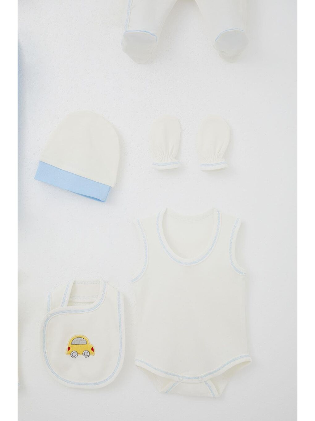 Erkek Bebek Hastane Çıkışı 8 Li Sevimli Minik Oto Kurtarıcı Beyaz (0-3 Ay)-5