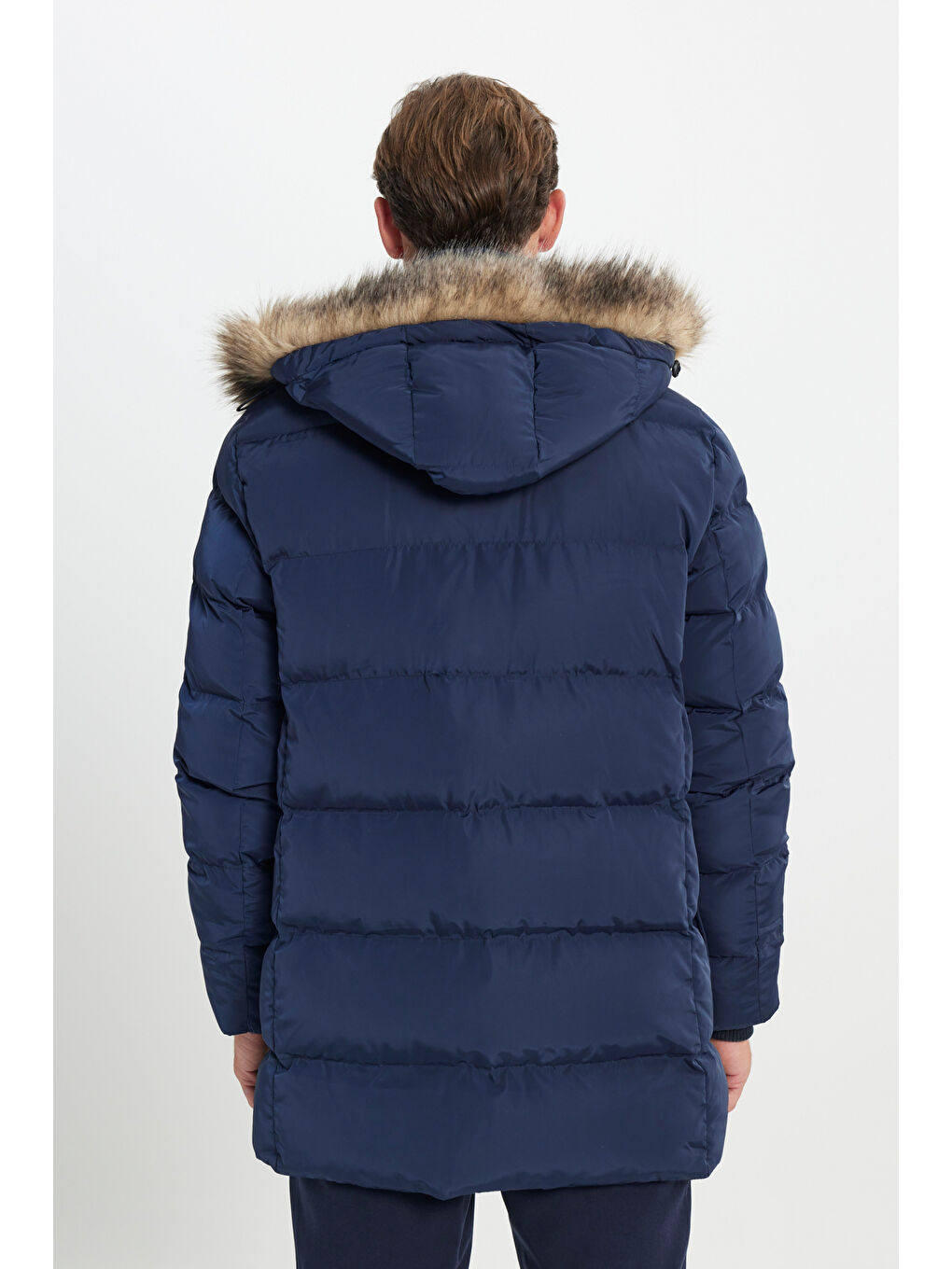 Erkek Lacivert Standart Fit Soğuk Geçirmez Casual Mont-6