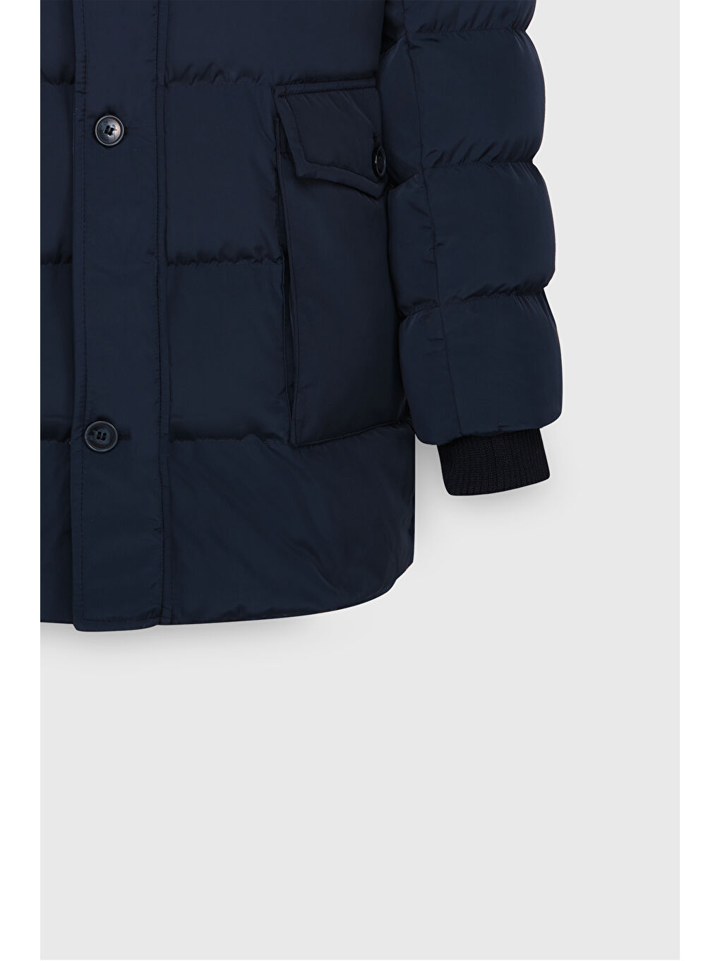 Erkek Lacivert Standart Fit Soğuk Geçirmez Casual Mont-9