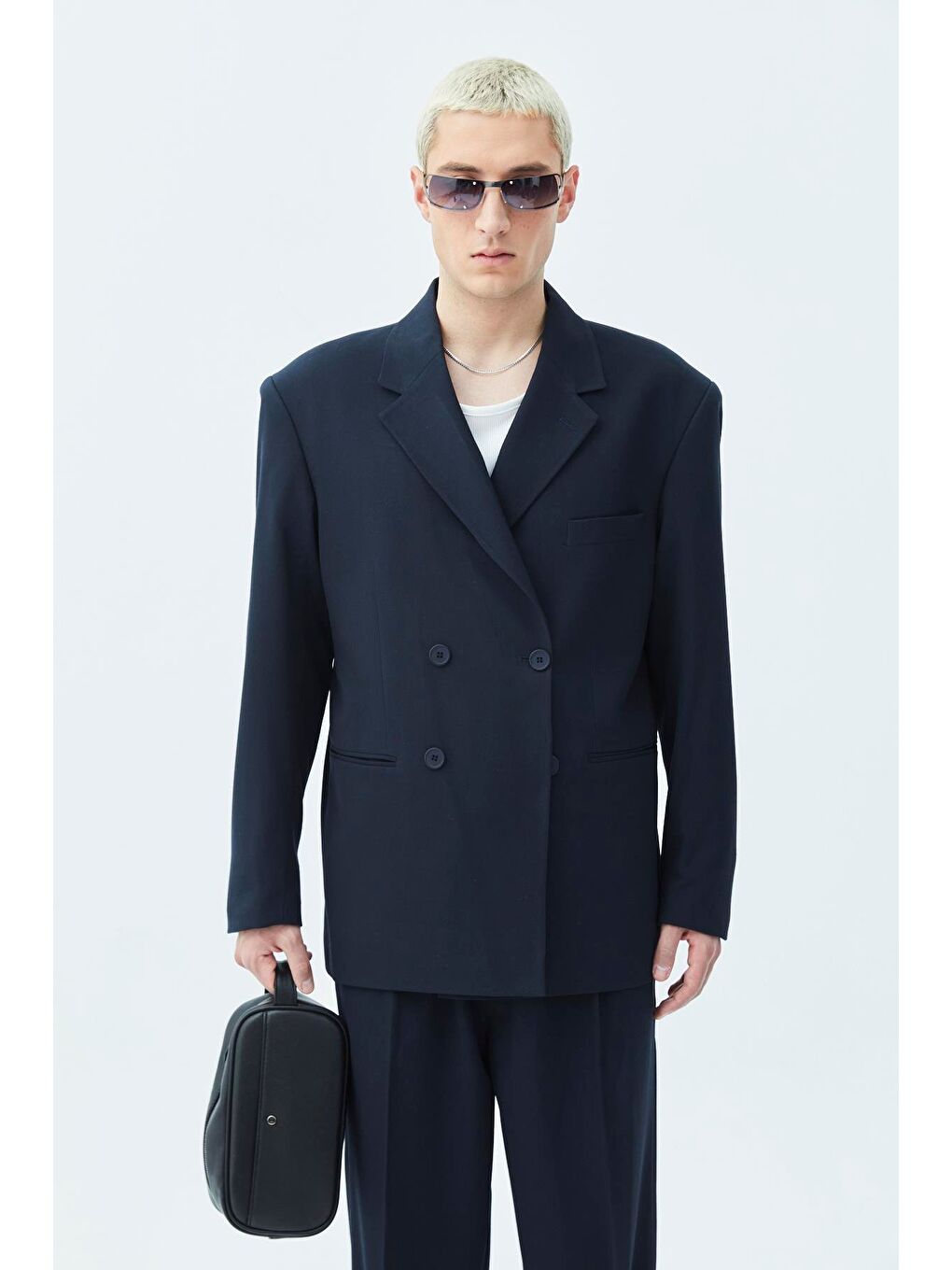 Rahat Kalıp Kruvaze Takım Elbise Lacivert-3