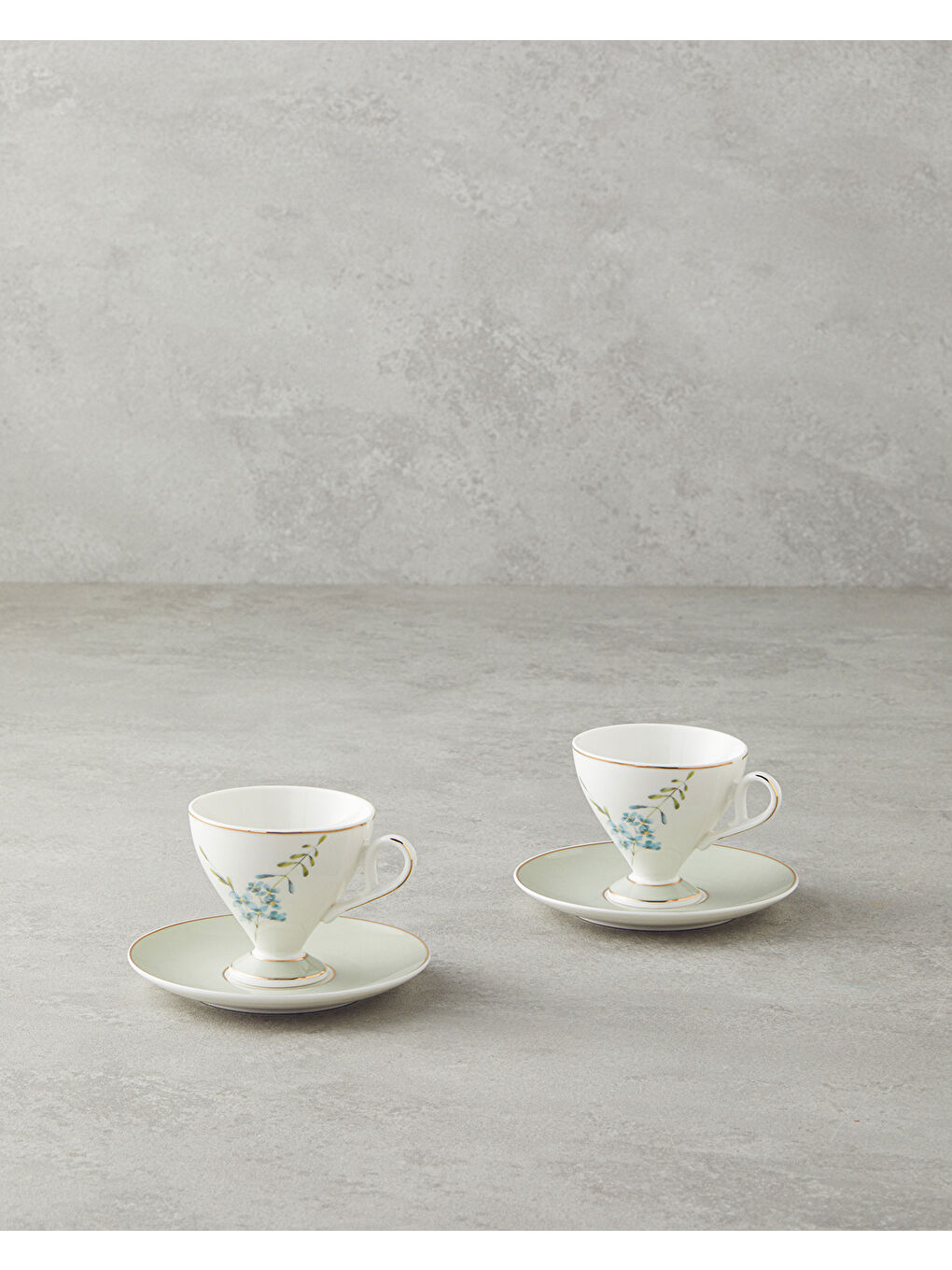 Valentina New Bone China 4 Parça 2 Kişilik Kahve Fincan Takımı 80 ml Açık Yeşil