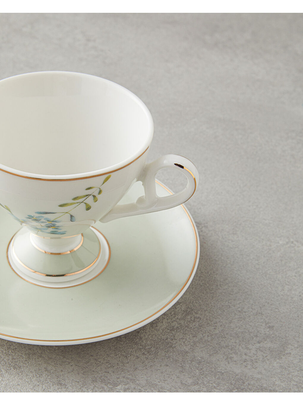 Valentina New Bone China 4 Parça 2 Kişilik Kahve Fincan Takımı 80 ml Açık Yeşil-3