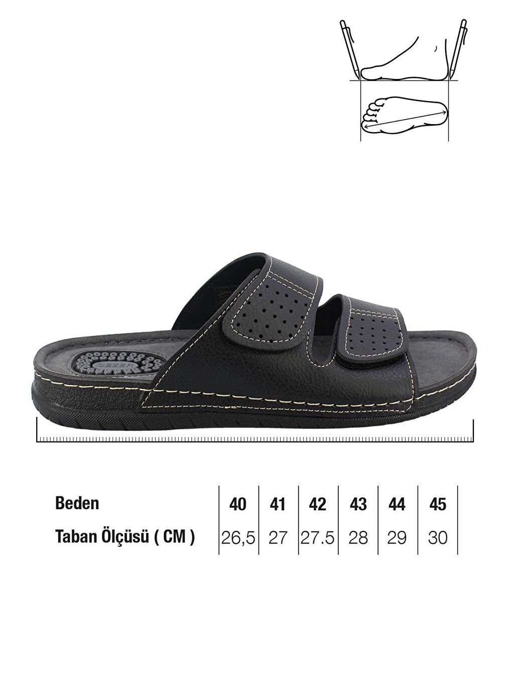 Siyah Yazlık İki Toka Ayarlanabilir Masaj Taban Erkek Terlik-1