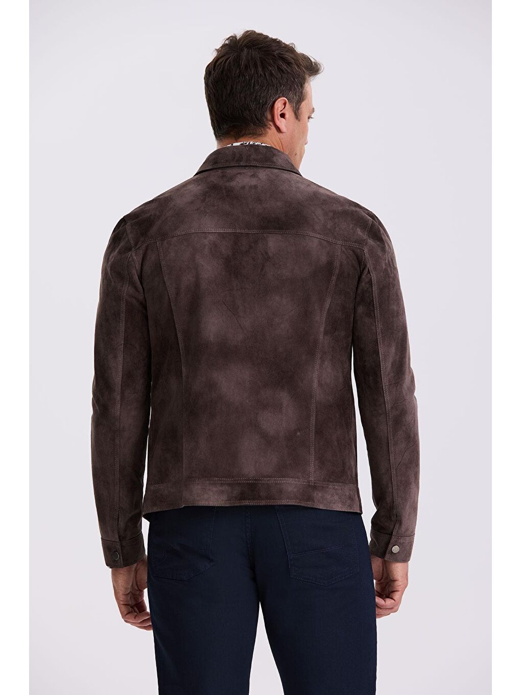 Kahverengi Kahve Comfort Fit Bebe Yaka Cepli %100 Deri Mont-3