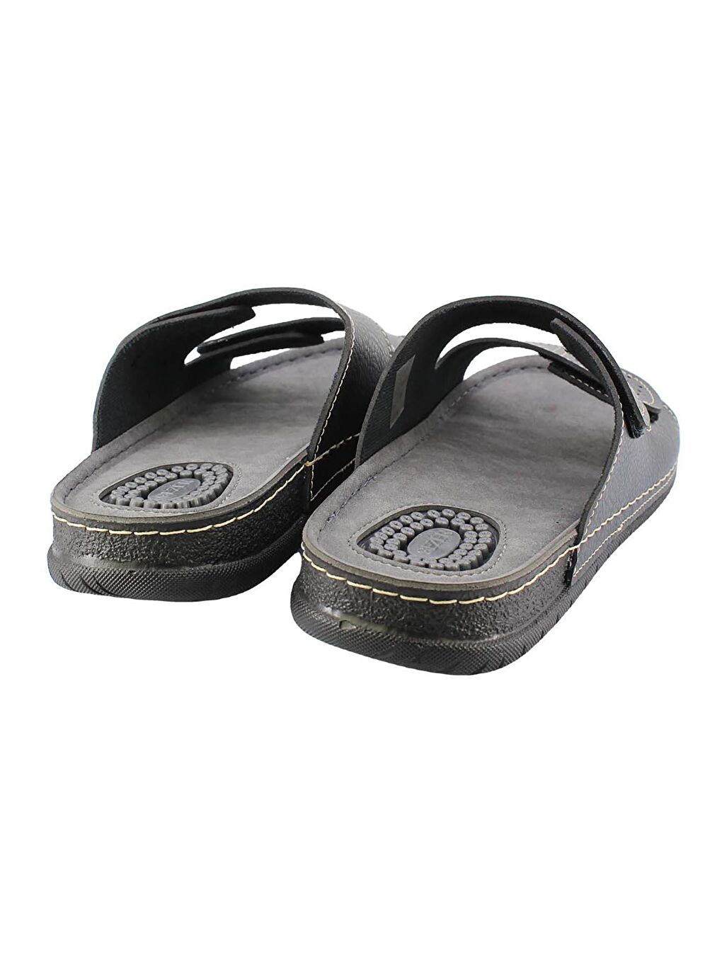 Siyah Yazlık İki Toka Ayarlanabilir Masaj Taban Erkek Terlik-2