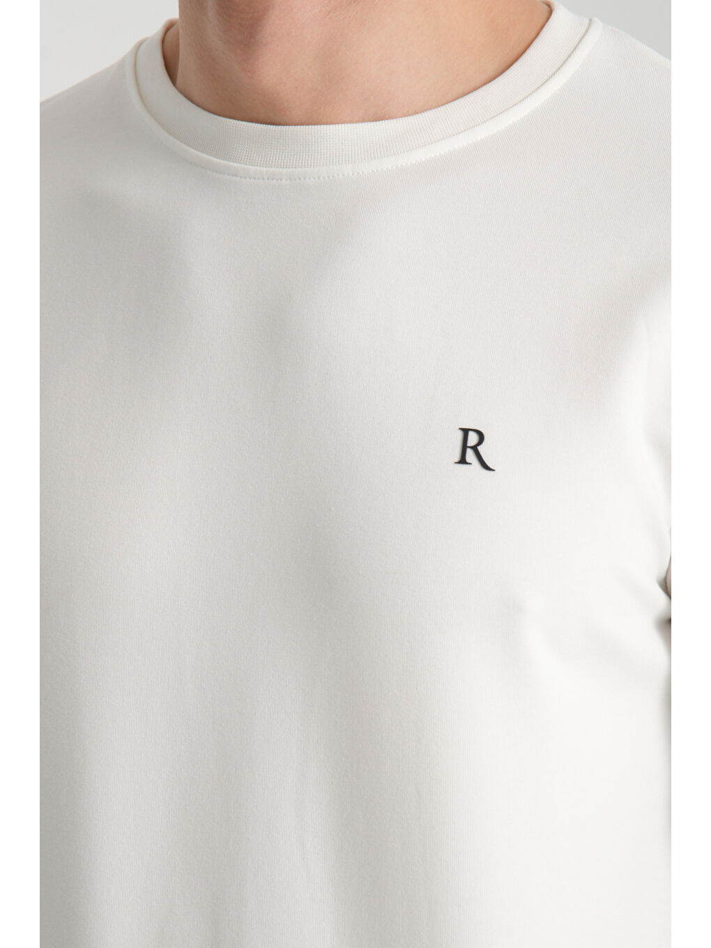 Ekru Erkek Uzun Kol Bisiklet Yaka Sweatshirt 3206-3