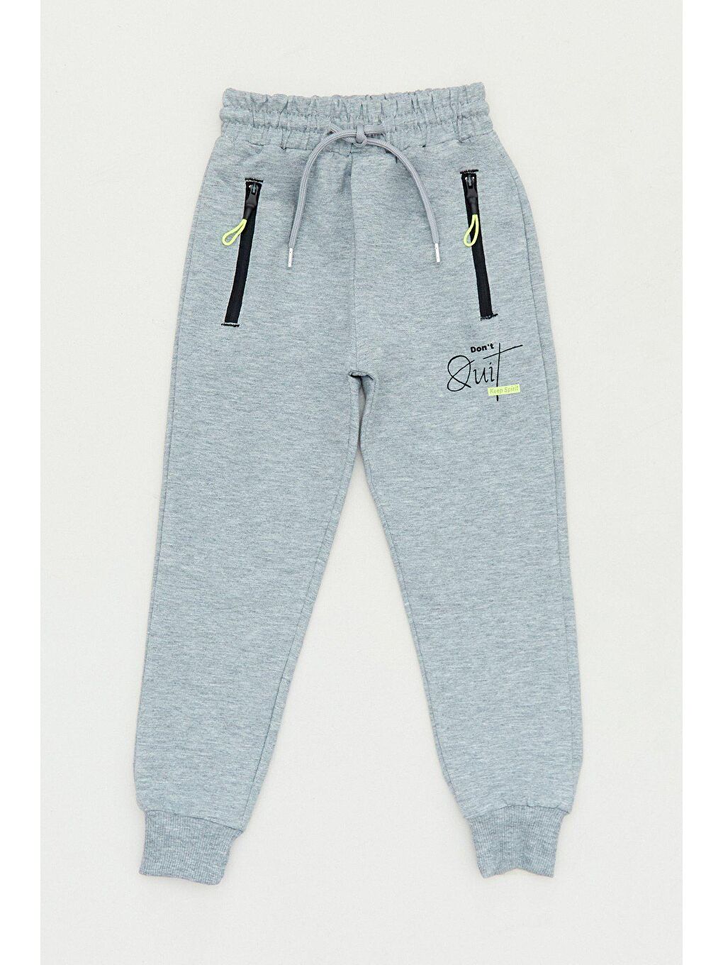 Gri Yazı Baskılı Beli Lastikli Jogger Erkek Çocuk Eşofman Altı