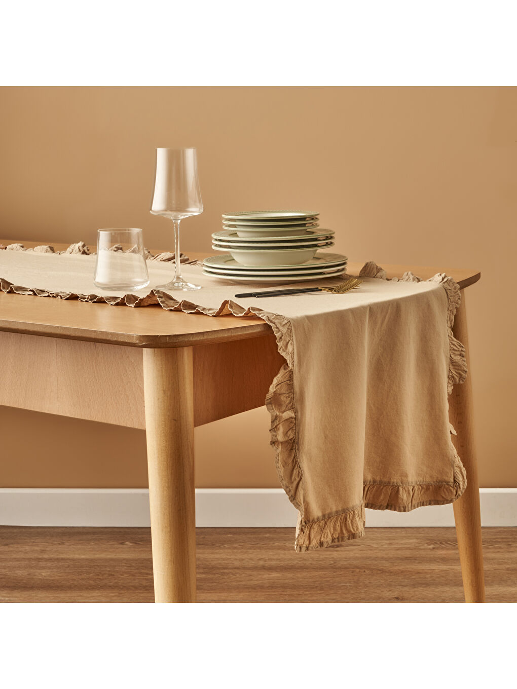 %100 Pamuk Elegance Runner Bej (50x150 cm)