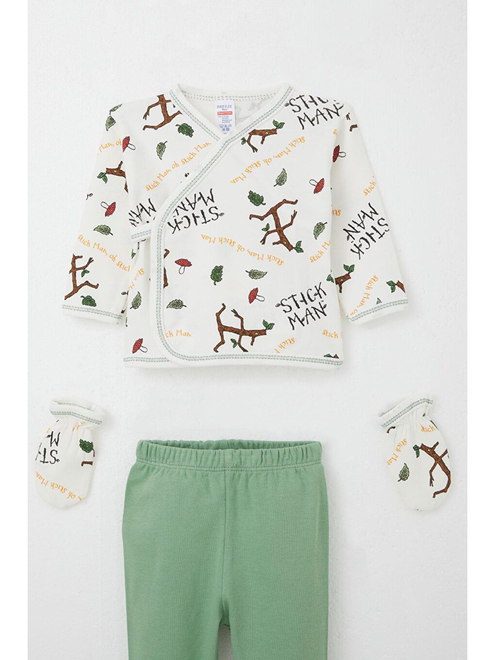 Erkek Bebek Hastane Çıkışı 5 Li Ağaç Adam Desenli Beyaz (0-3 Ay)-2