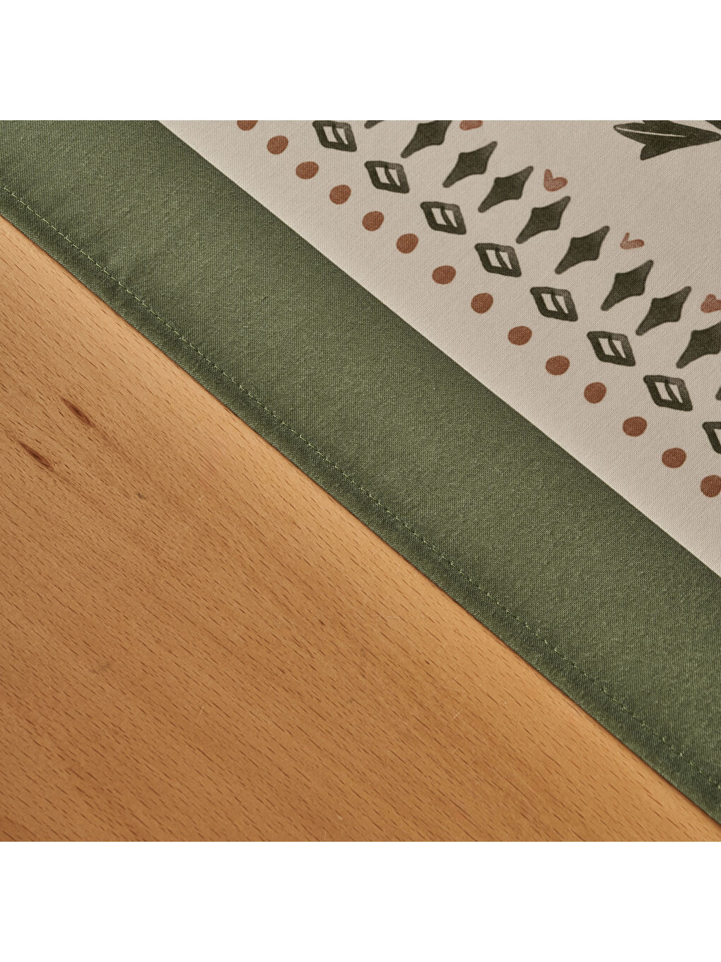 Tulip Pamuklu Masa Örtüsü Beyaz-Yeşil (150x250 cm)-1