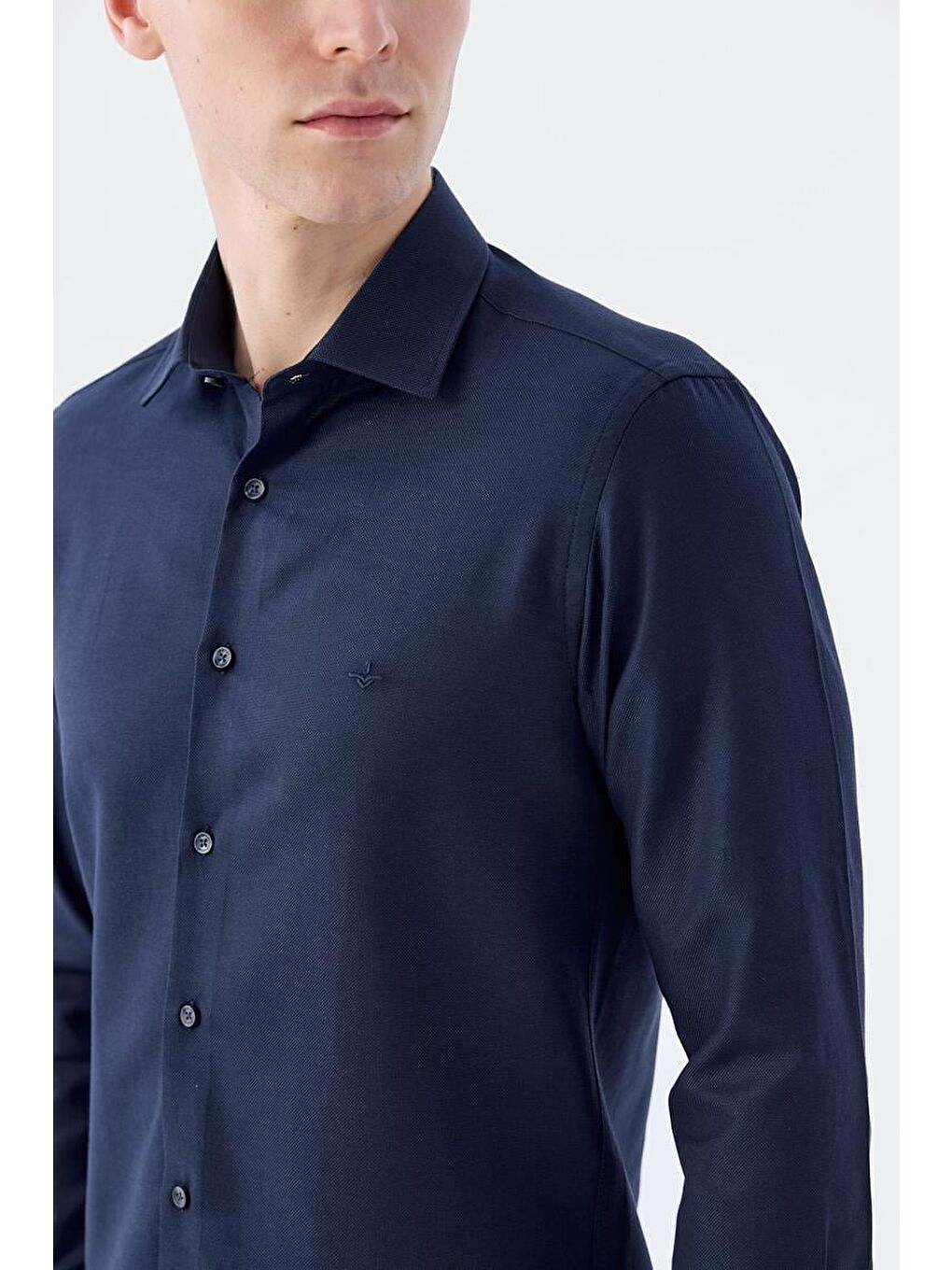 Koyu Lacivert-2 Comfort Fit Pamuklu Kolay Ütülenebilir Gömlek-2