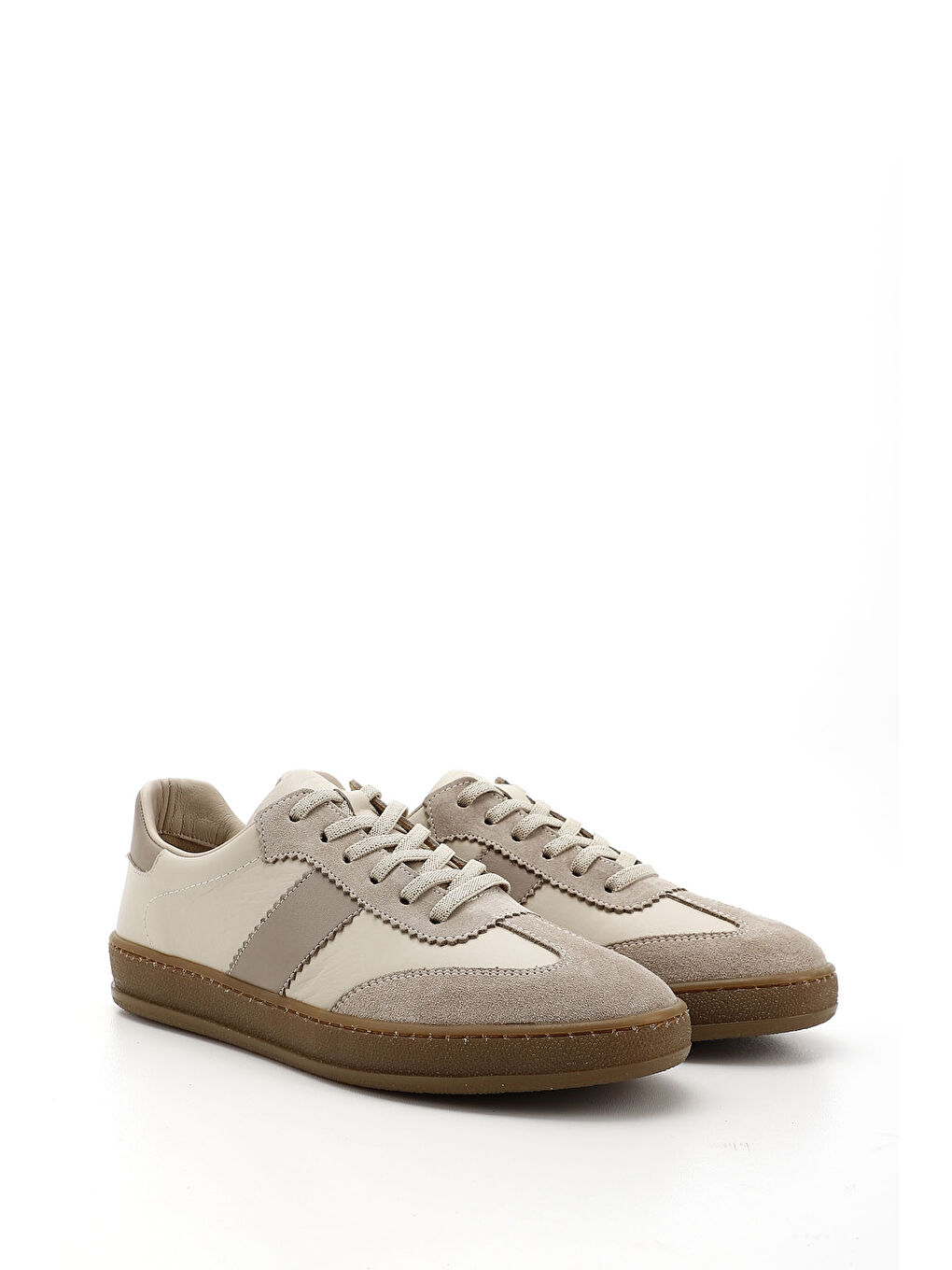 Bej Kadın BEJ-CAMEL Bağcıklı Hakiki Deri Sneaker-1