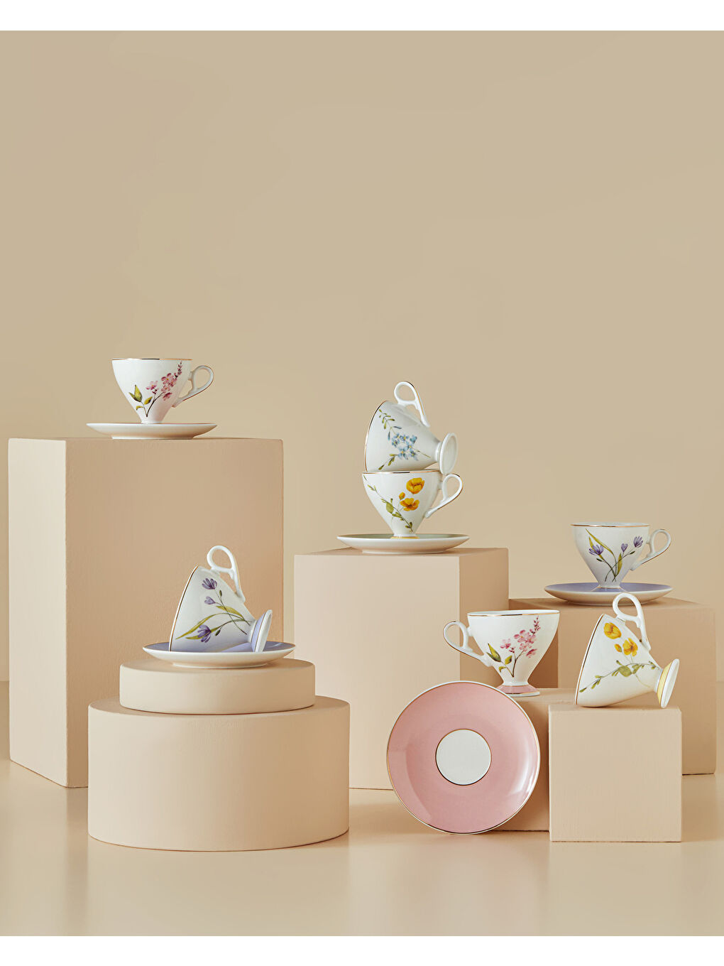 Valentina New Bone China 4 Parça 2 Kişilik Kahve Fincan Takımı 80 ml Lila-4