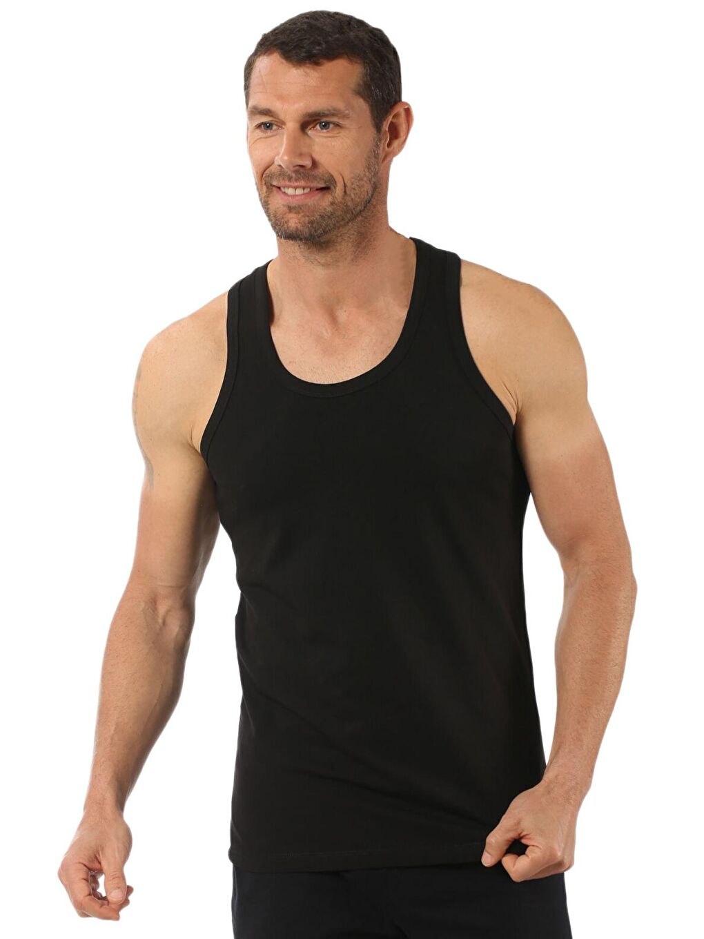 Siyah Erkek Pamuklu Likralı Süprem Esnek Rahat Sırtı Çapraz Sporcu Rambo Atlet