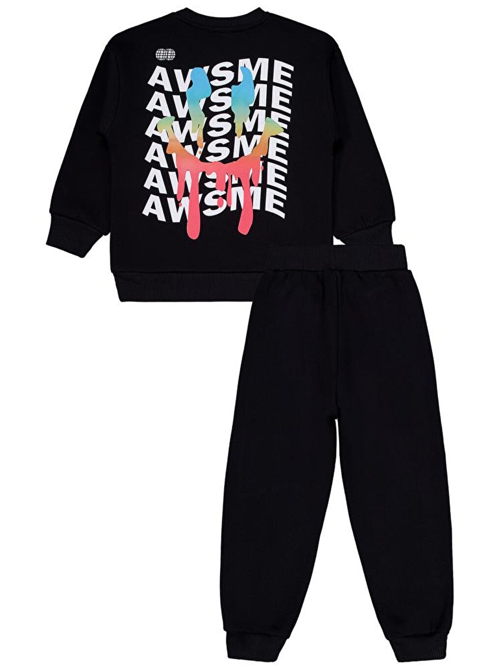 Siyah Boys Awsme Baskılı 6-9 Yaş Eşofman Takımı-2