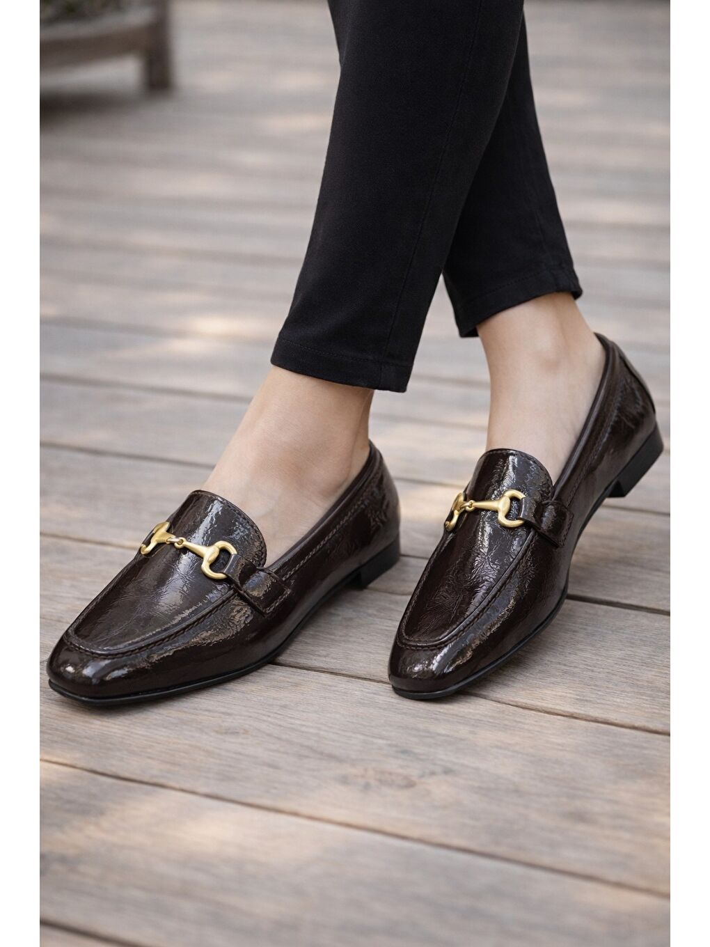 Kahverengi K-311 Rahat Taban Kadın Babet Günlük Rok Ayakkabı Hafif ve Rahat Kalıp-1